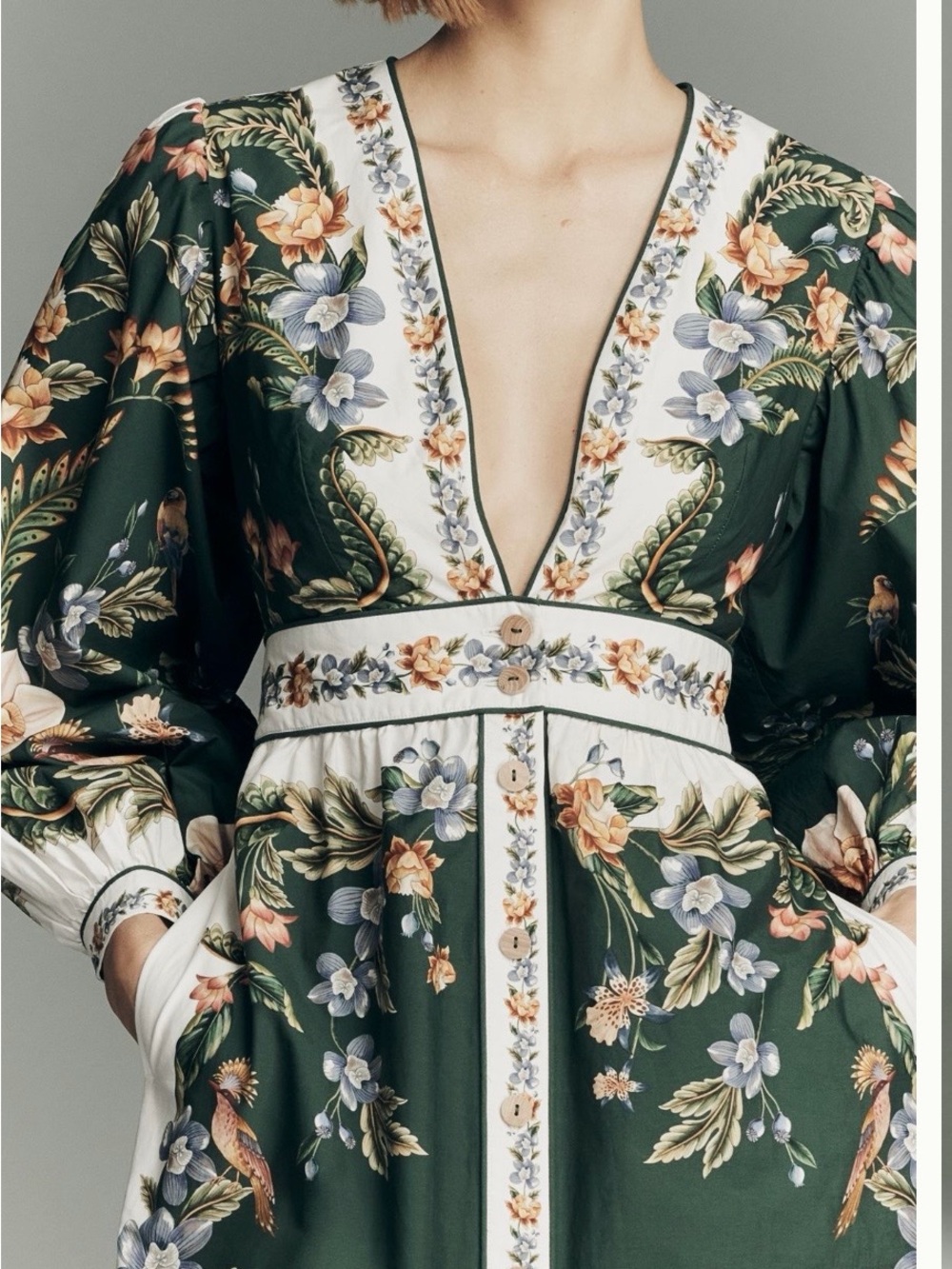 FARM Rio Nature Long Sleeve Plunge Maxi Dress - Picture 2 of 6